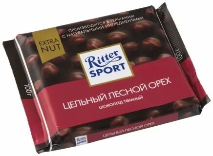 Риттер Спорт Темный цельный орех 100 гр. (10 шт.) фото 1